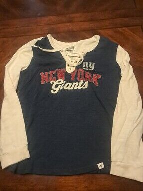 Fanatics Navy and Cream New York Giants Lace-Up Long Sleeve Tee